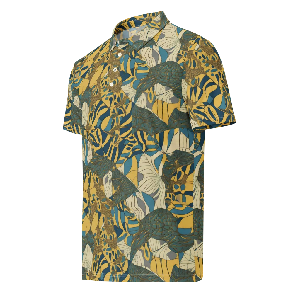 Gilded Monstera on Men's Slim Fit Polo Shirt — Left Front