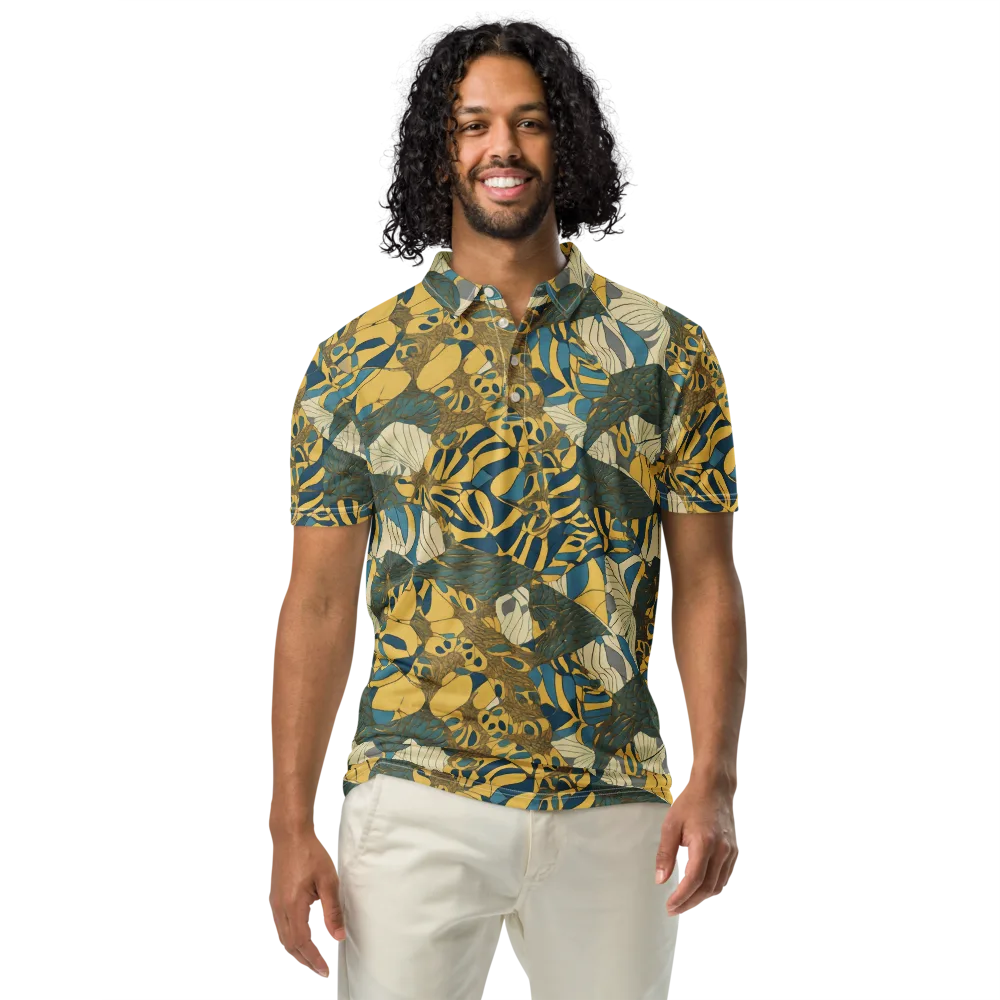Gilded Monstera on Men's Slim Fit Polo Shirt — Front