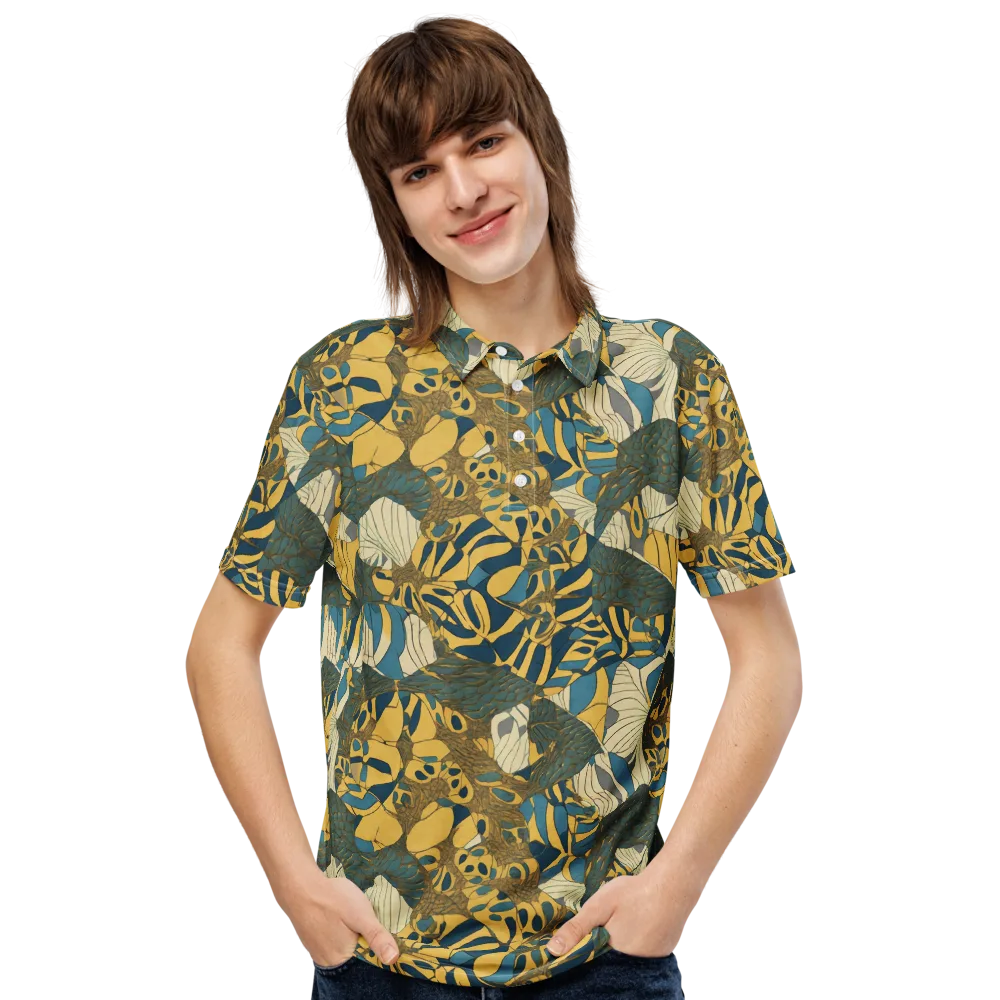 Gilded Monstera on Men's Slim Fit Polo Shirt — Front