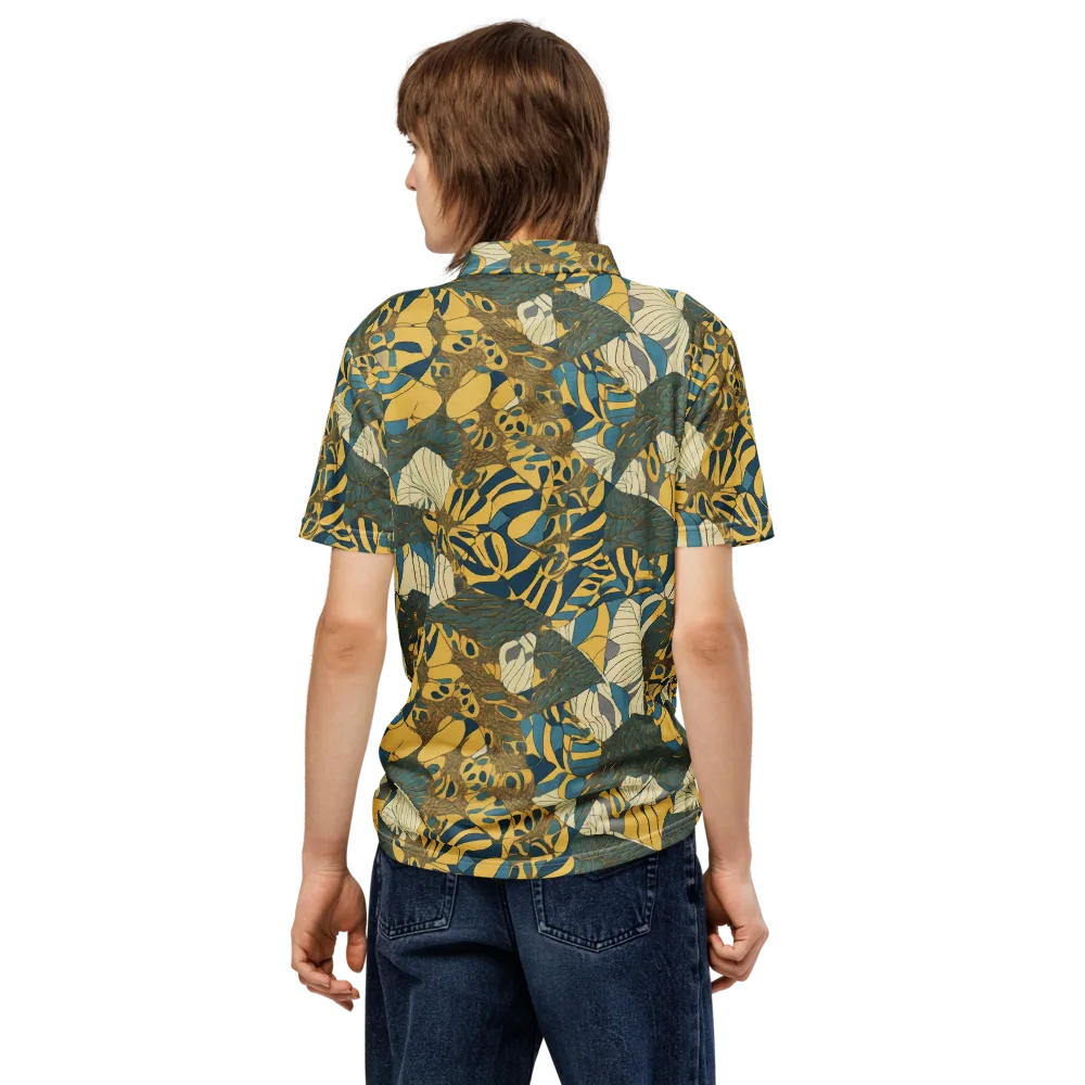 Gilded Monstera on Men's Slim Fit Polo Shirt — Back