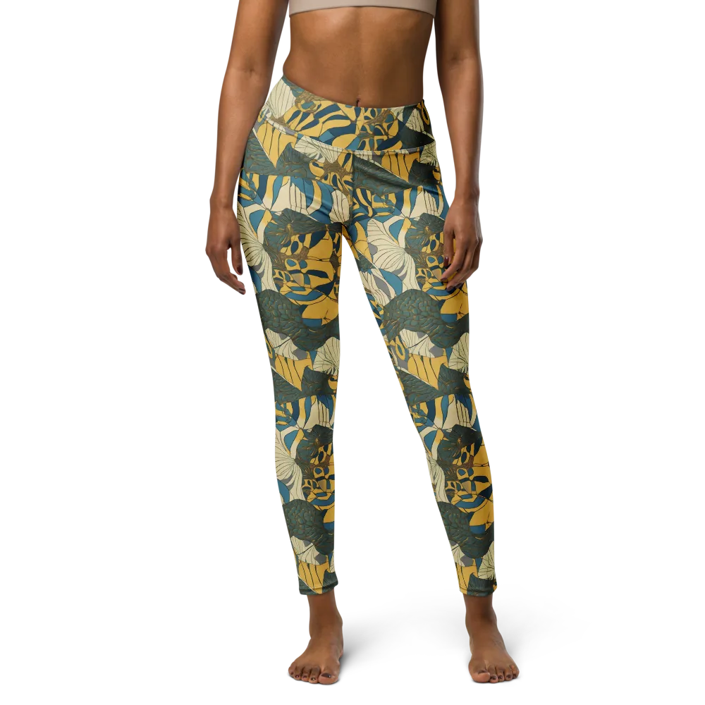 Gilded Monstera on Yoga Leggings — Front