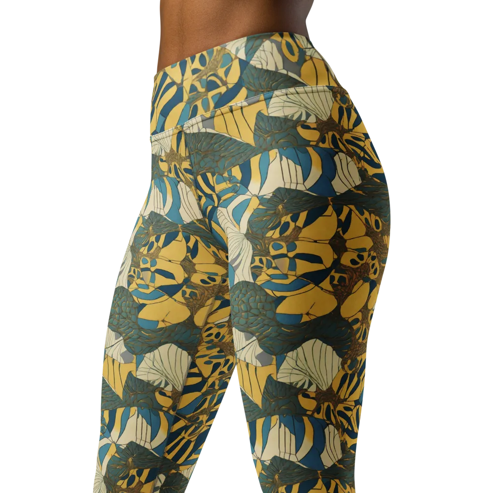 Gilded Monstera on Yoga Leggings — Left Front