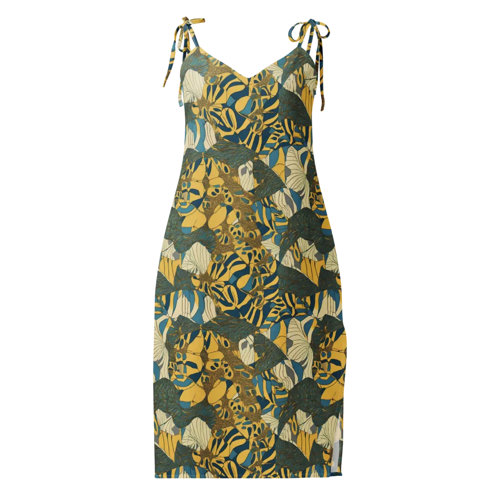 Gilded Monstera on Slip Dress — Front