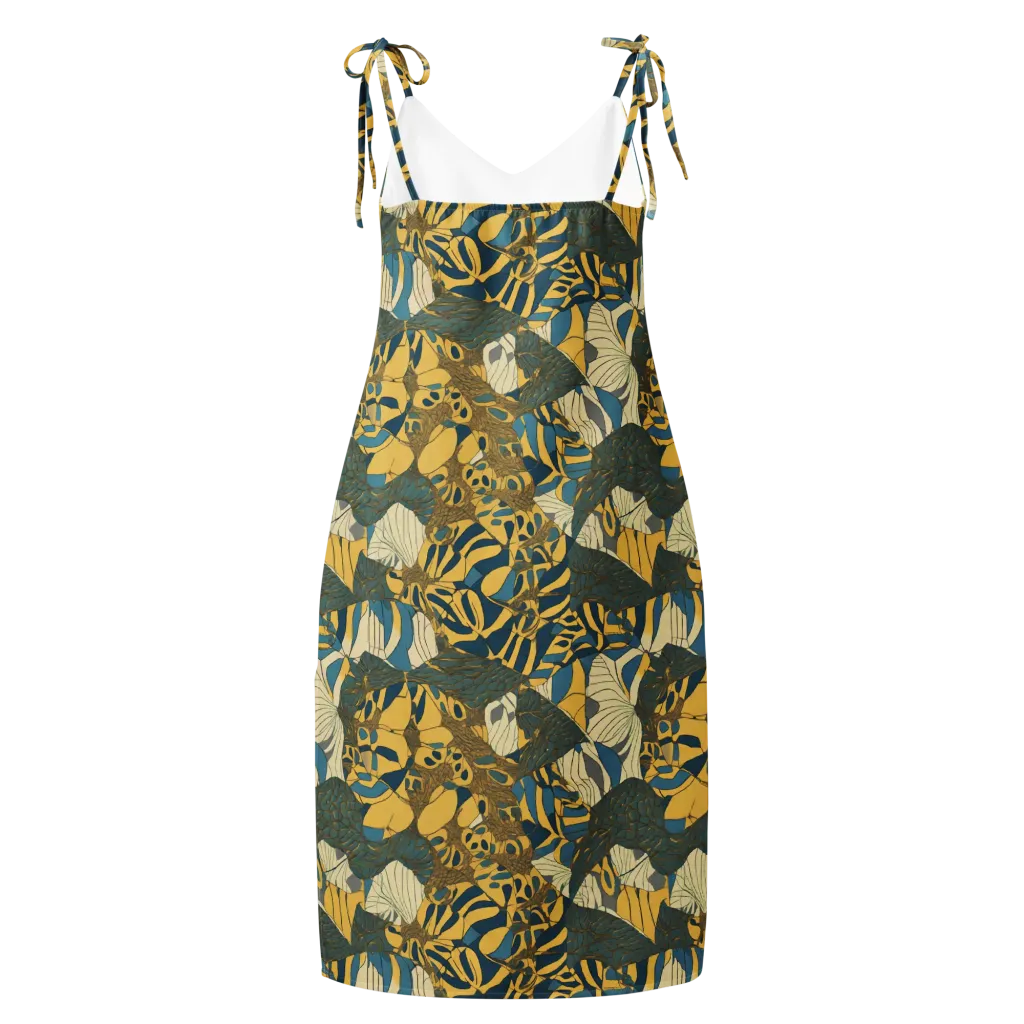 Gilded Monstera on Slip Dress — Back