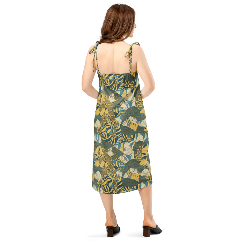 Gilded Monstera on Slip Dress — Back