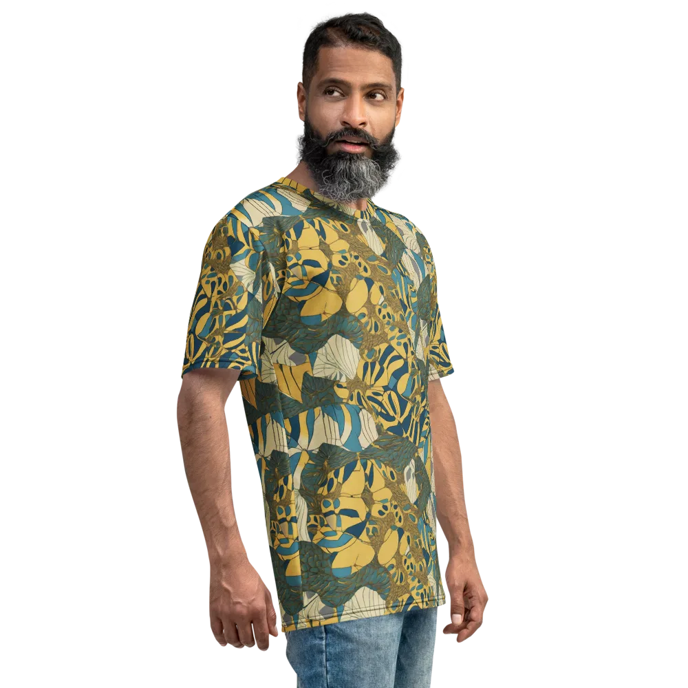 Gilded Monstera on Men's Crew Neck T-Shirt — Right