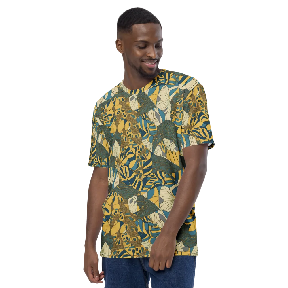 Gilded Monstera on Men's Crew Neck T-Shirt — Left