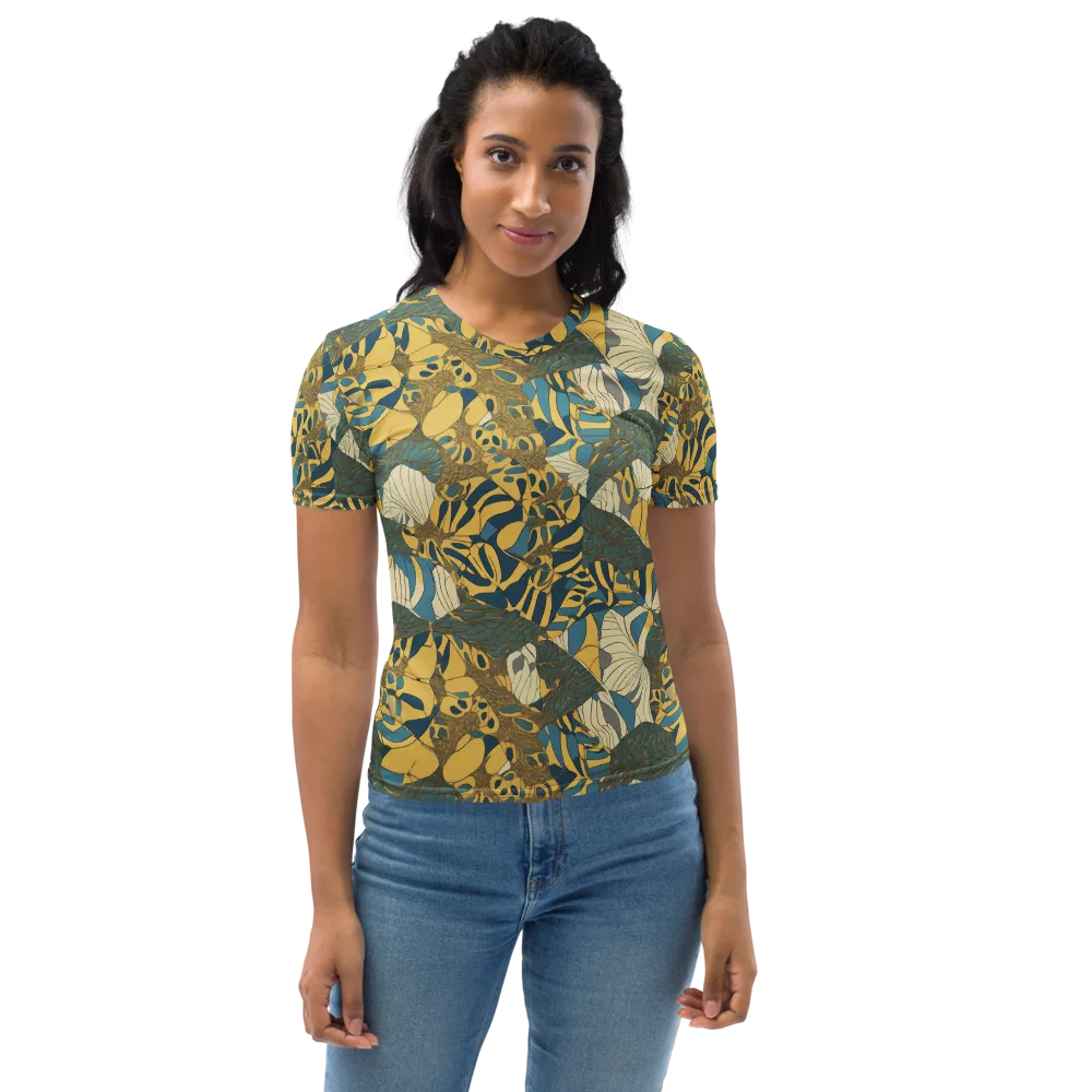 Gilded Monstera on Women's Crew Neck T-Shirt — Front