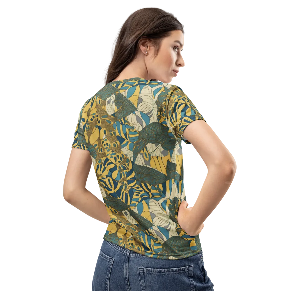 Gilded Monstera on Women's Crew Neck T-Shirt — Back
