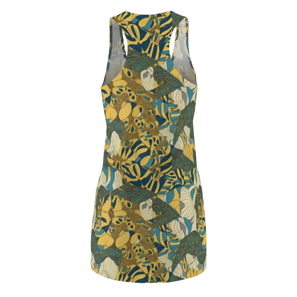 Gilded Monstera on Racerback Dress — Back