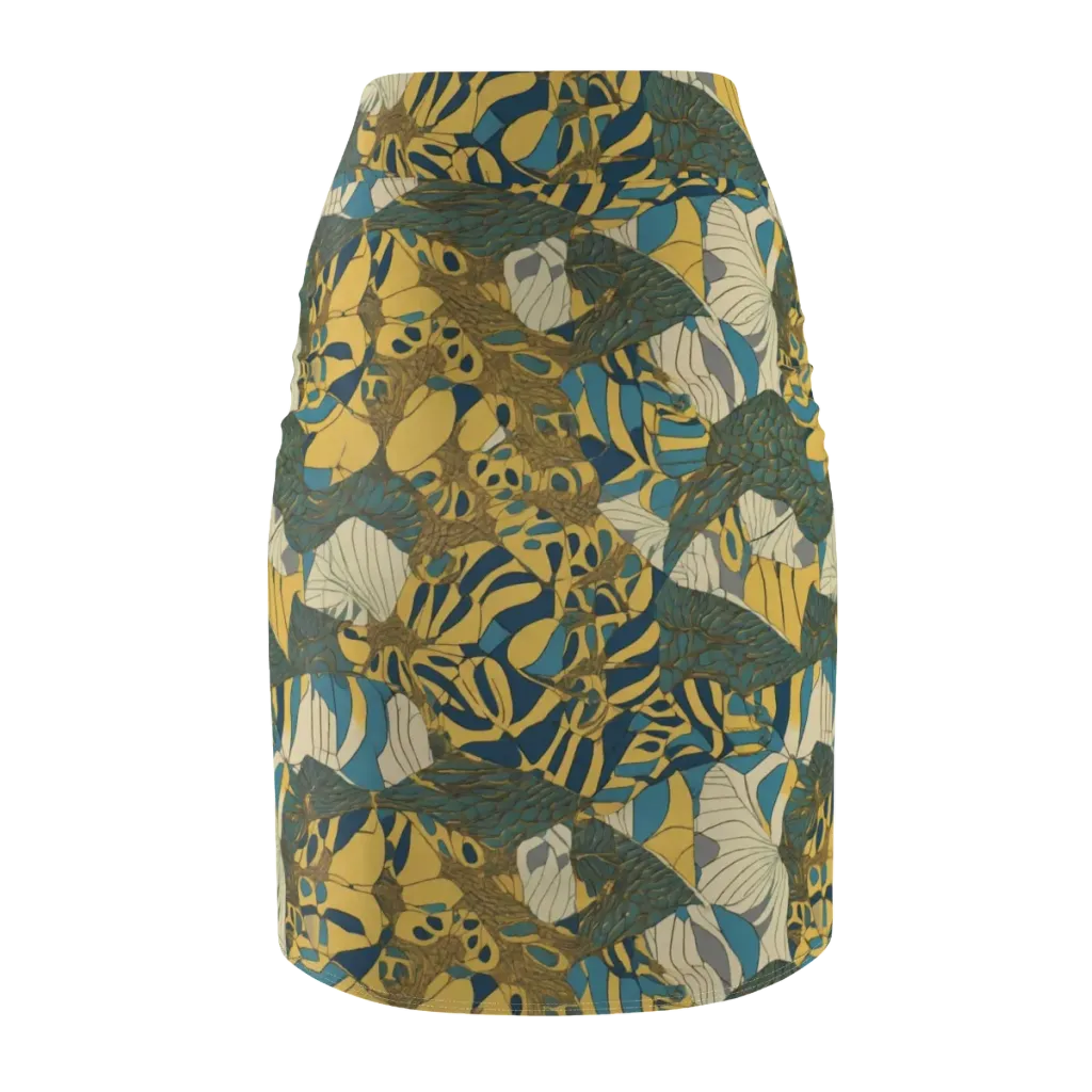 Gilded Monstera on Pencil Skirt — Back