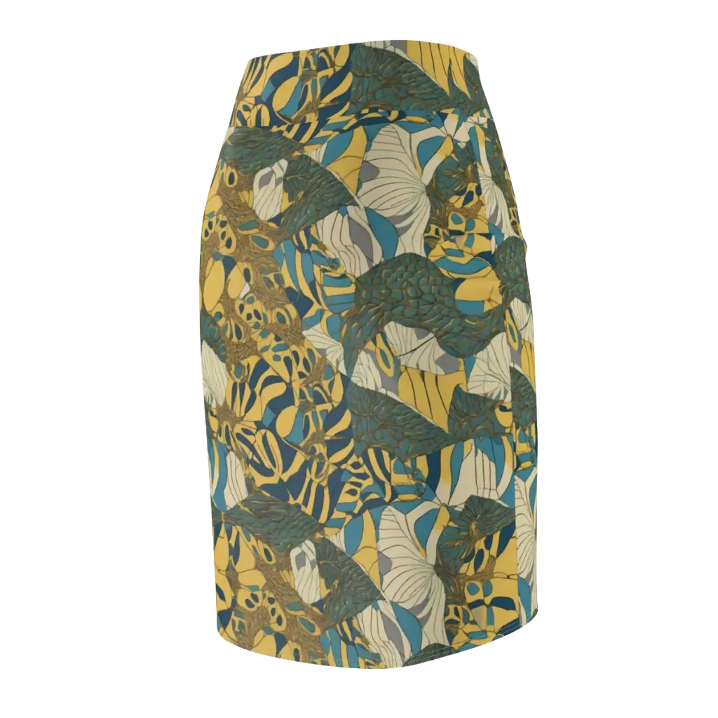 Gilded Monstera on Pencil Skirt — Back Side