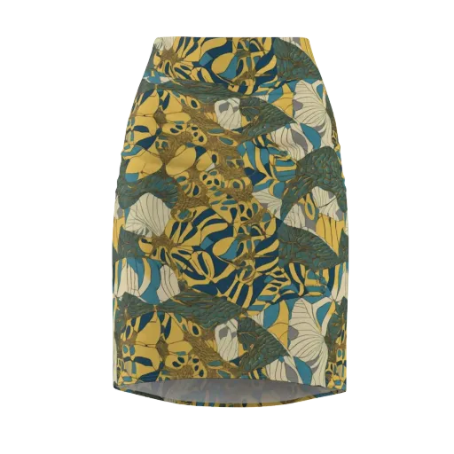 Gilded Monstera on a Pencil Skirt