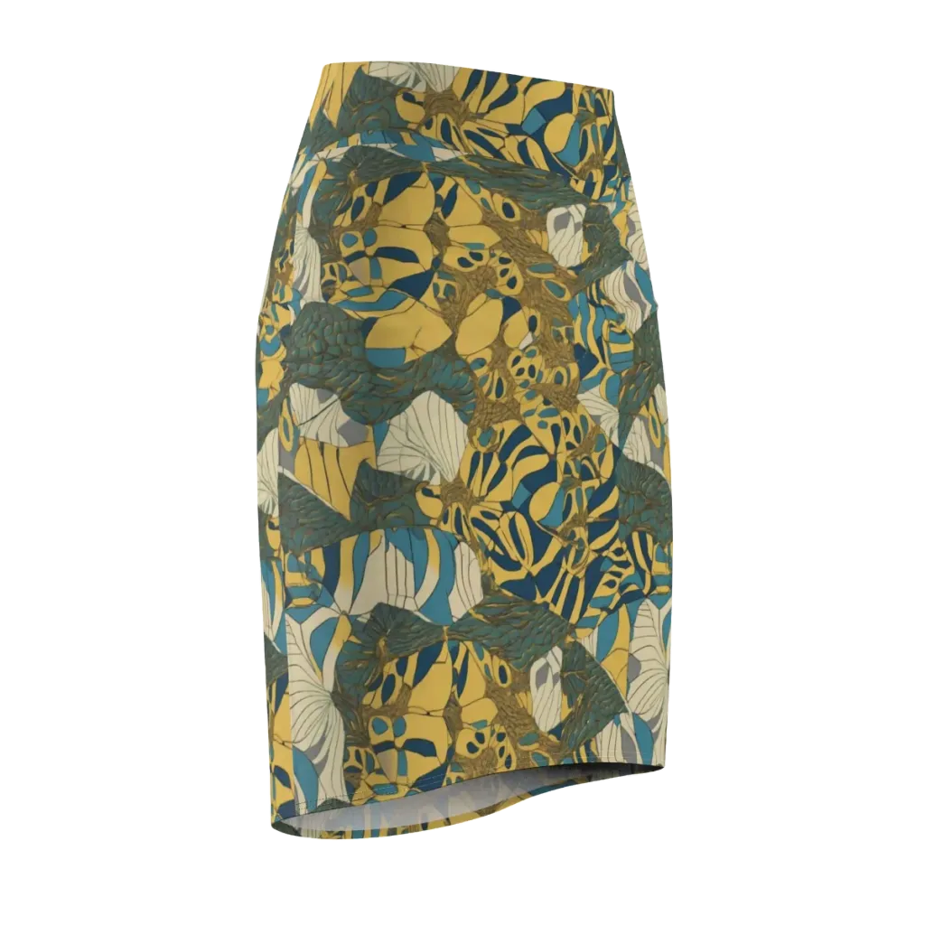 Gilded Monstera on Pencil Skirt — Front Side