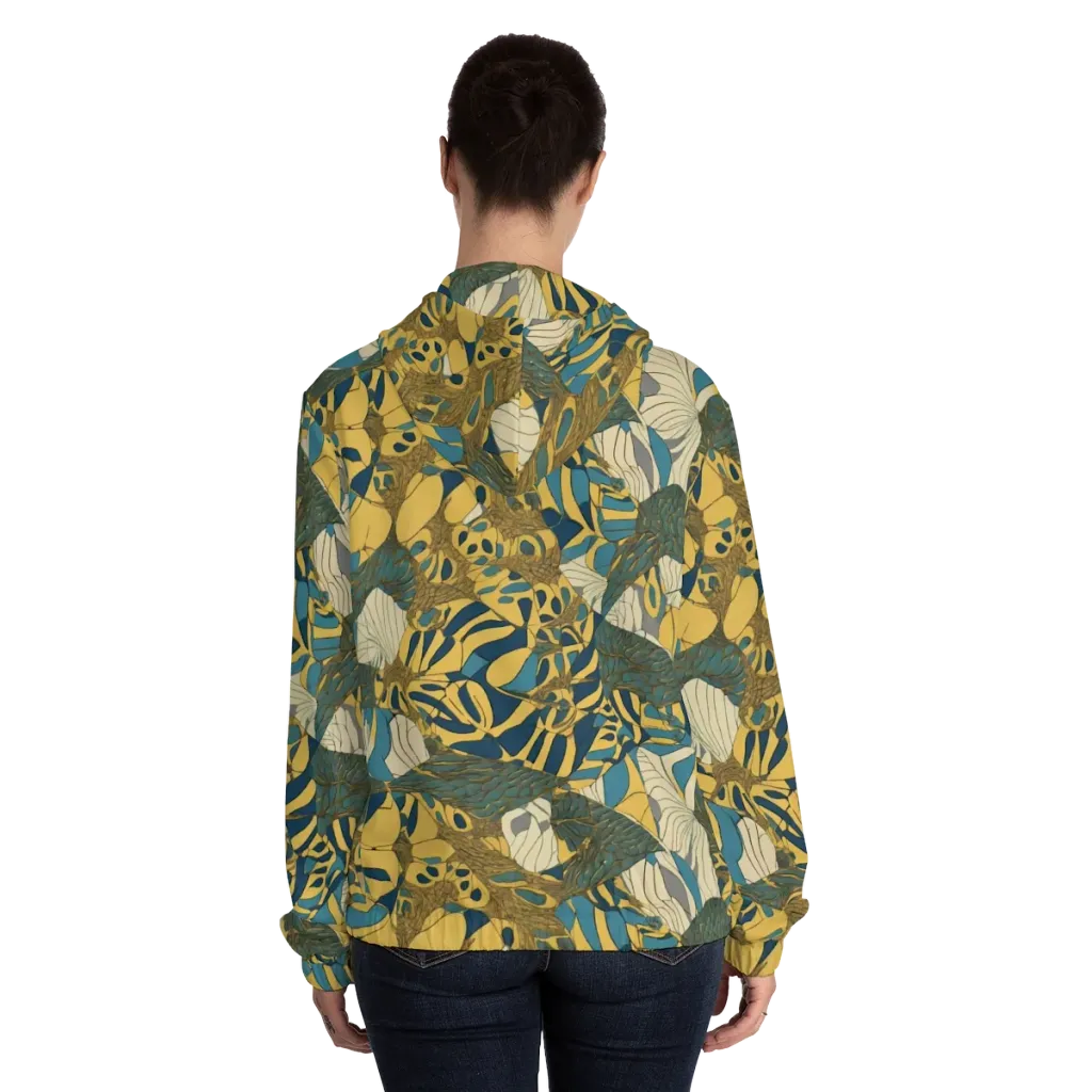 Gilded Monstera on Women's Full-Zip Hoodie — Back On Person