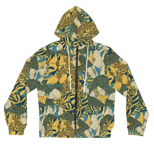 Gilded Monstera on a Women's Full-Zip Hoodie
