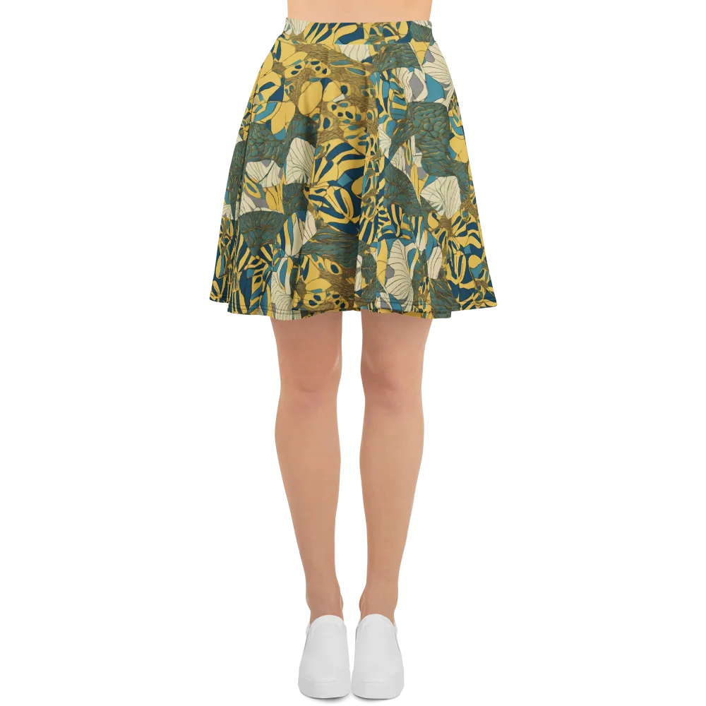 Gilded Monstera on Skater Skirt — Front