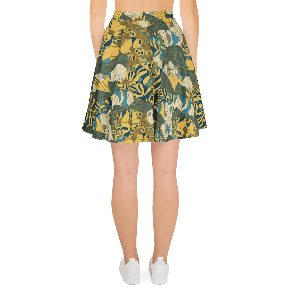 Gilded Monstera on Skater Skirt — Back
