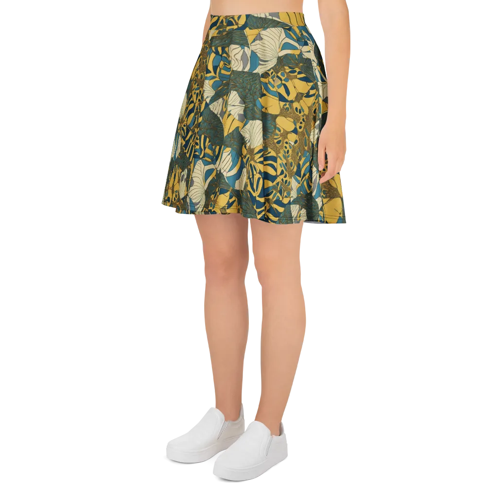 Gilded Monstera on Skater Skirt — Left