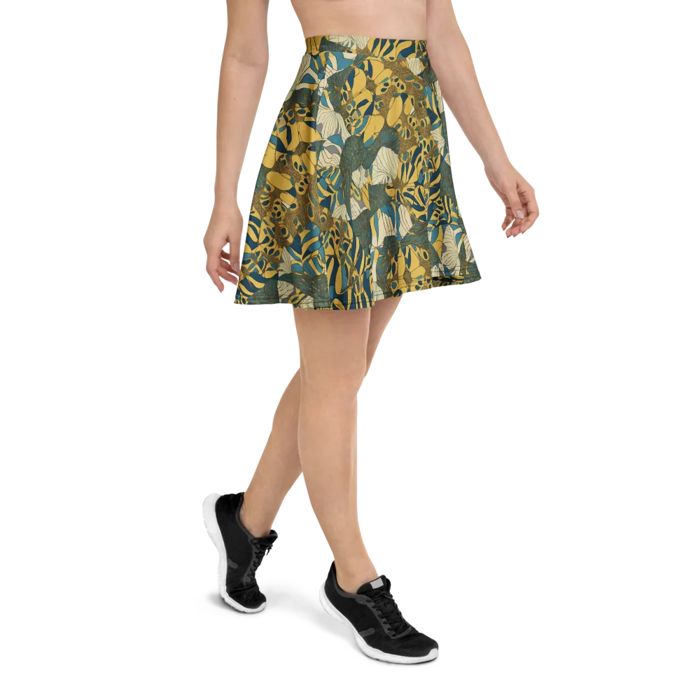 Gilded Monstera on Skater Skirt — Right