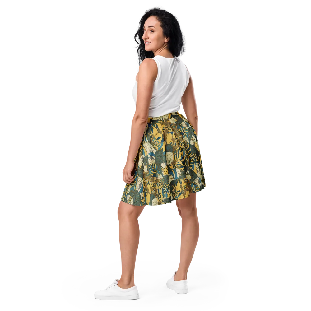 Gilded Monstera on Skater Skirt — Back