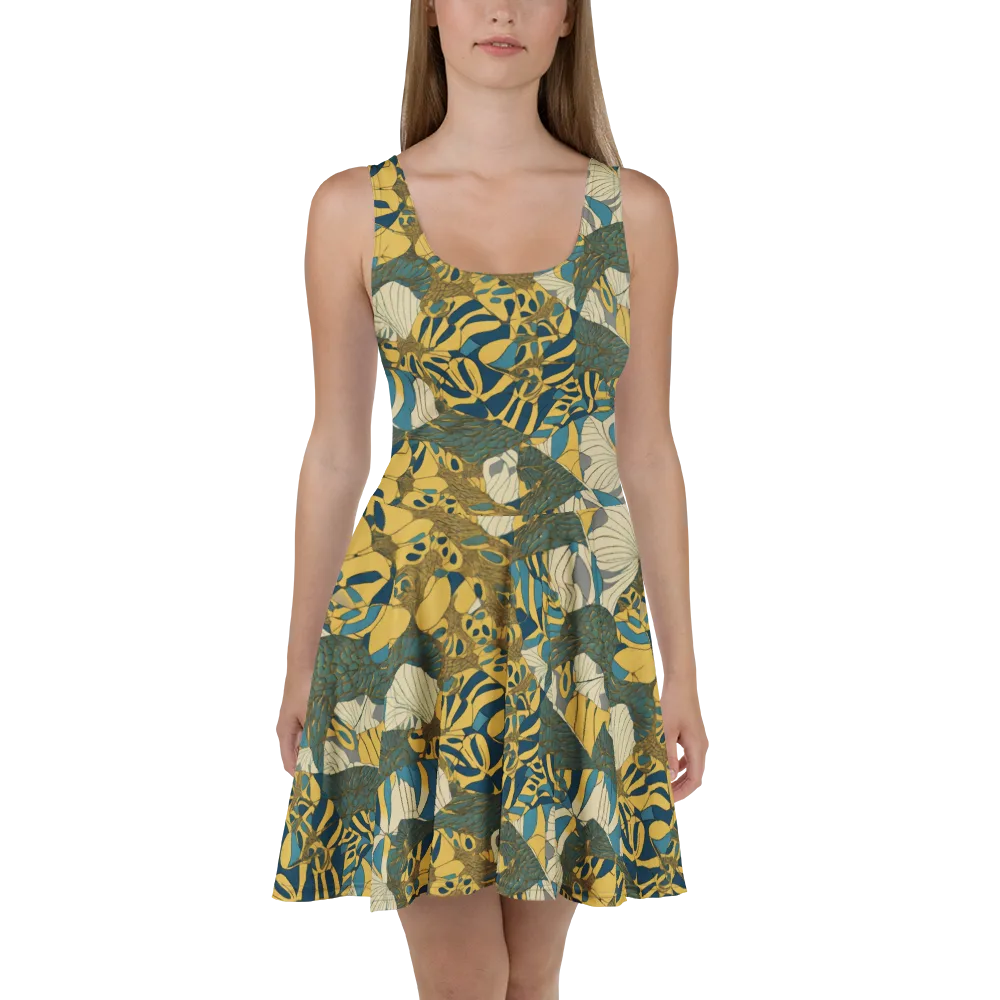 Gilded Monstera on Skater Dress — Front