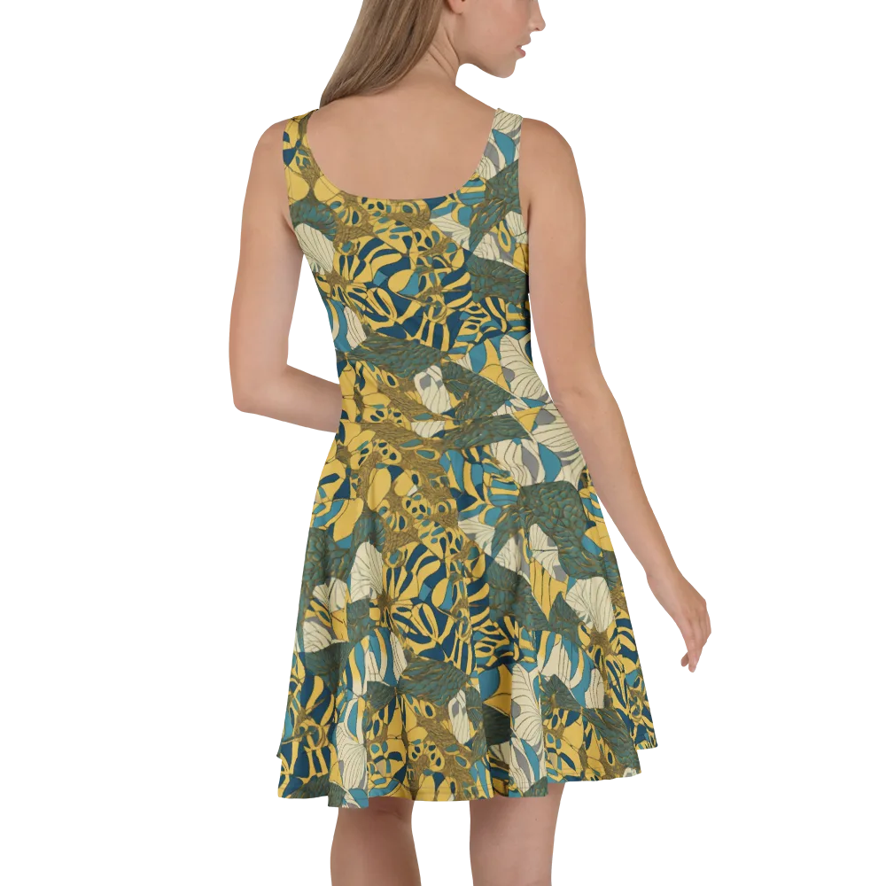 Gilded Monstera on Skater Dress — Back