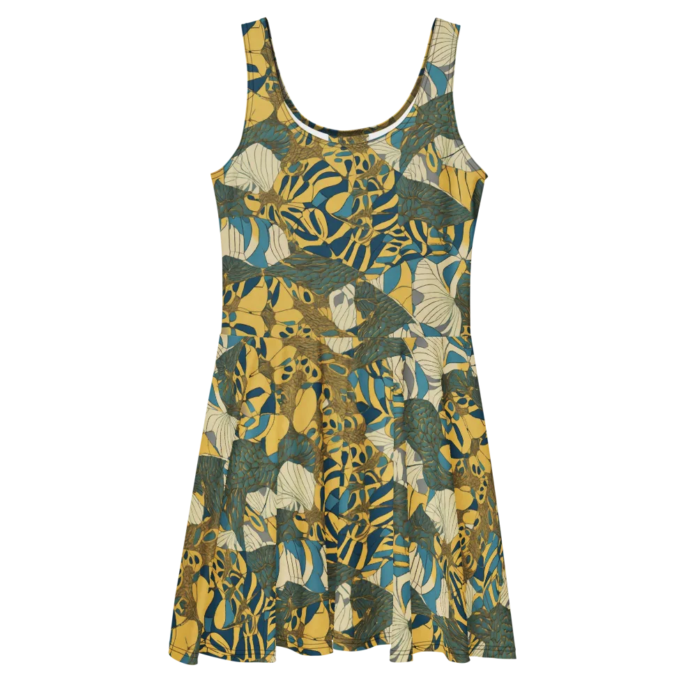 Gilded Monstera on Skater Dress — Front