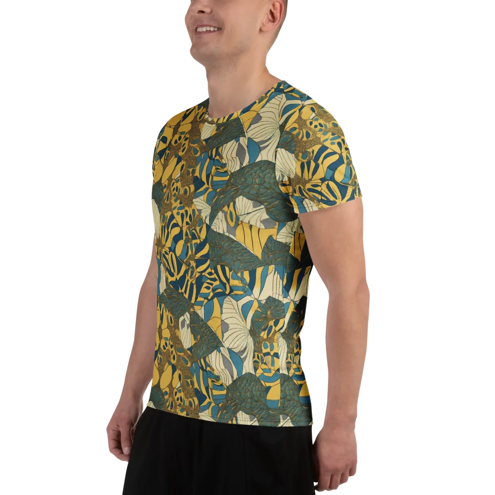 Gilded Monstera on Men's Athletic T-Shirt — Left