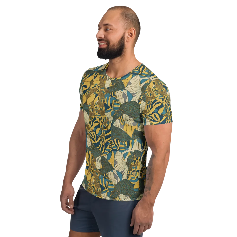 Gilded Monstera on Men's Athletic T-Shirt — Left