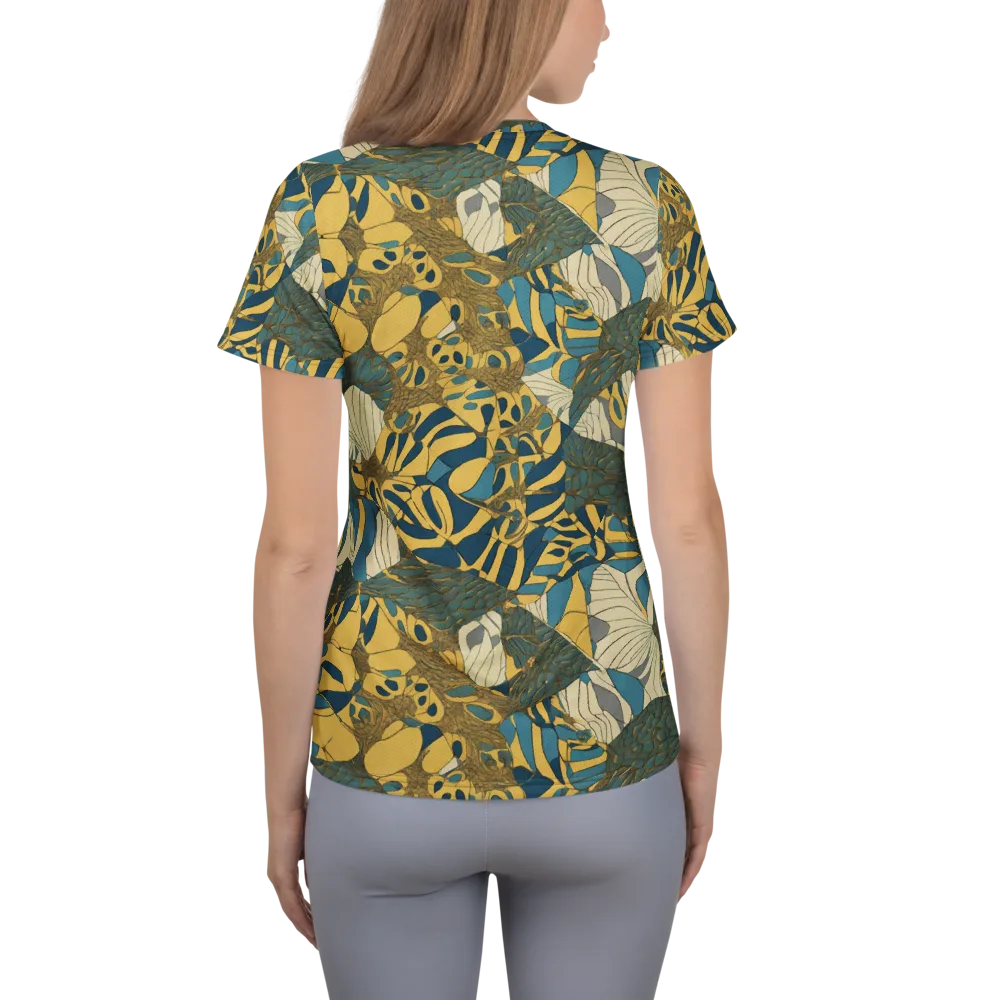 Gilded Monstera on Women's Athletic T-Shirt — Back