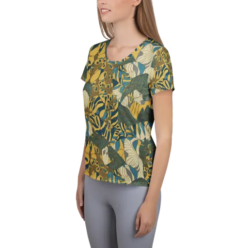 Gilded Monstera on a Women's Athletic T-Shirt