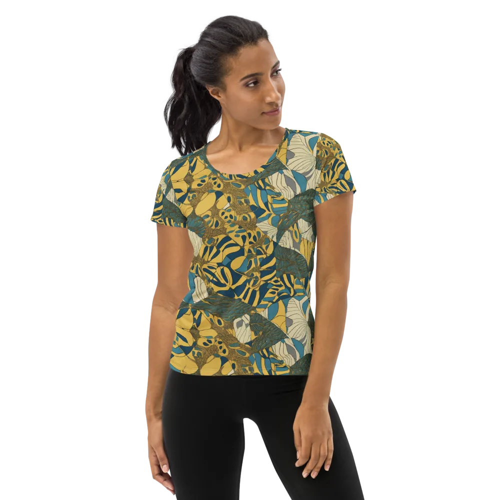 Gilded Monstera on Women's Athletic T-Shirt — Front