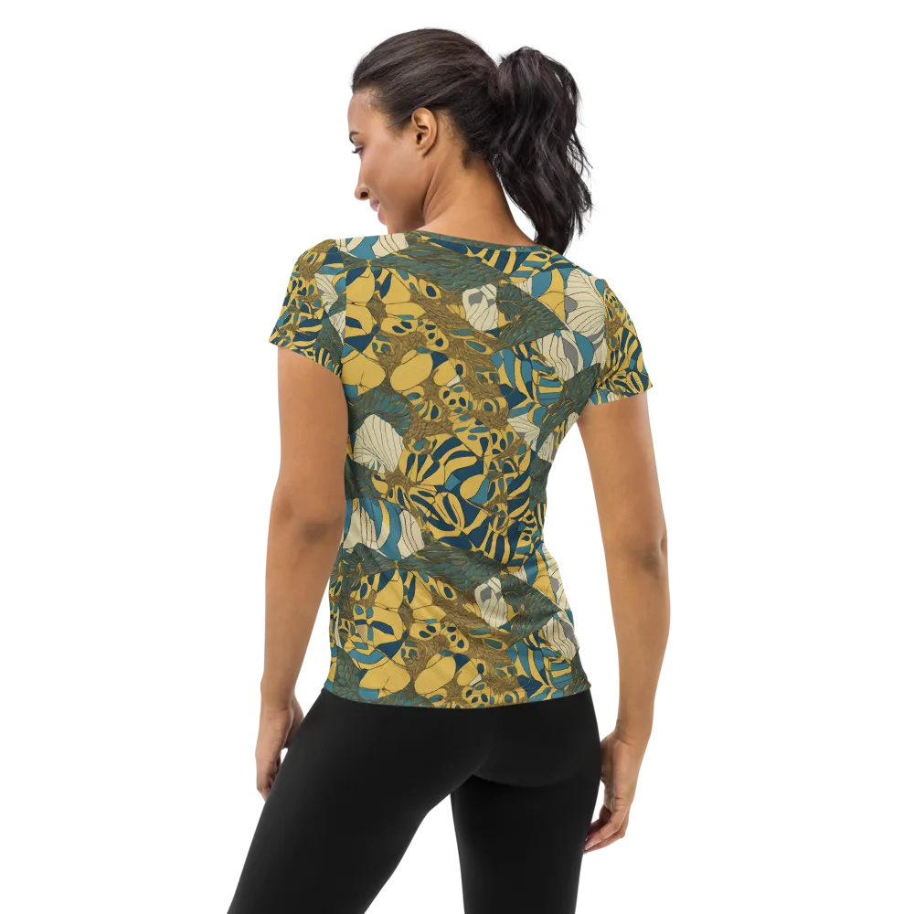 Gilded Monstera on Women's Athletic T-Shirt — Back