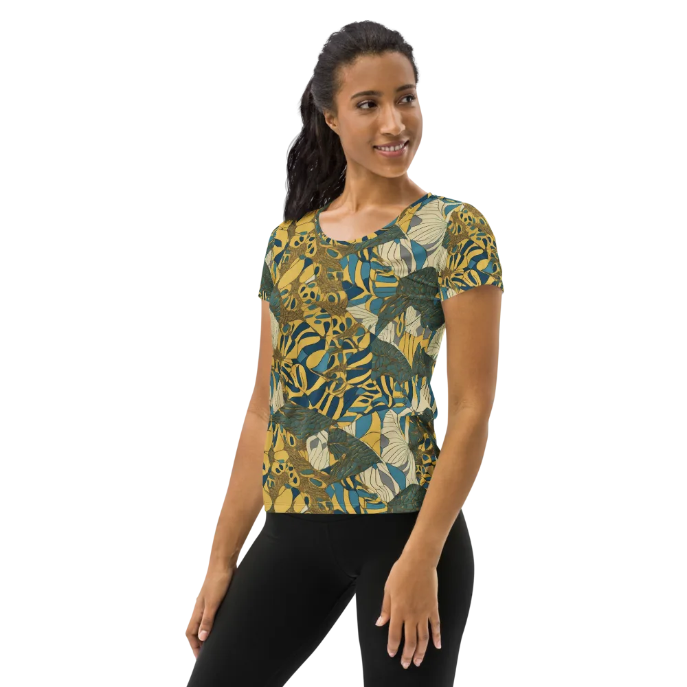 Gilded Monstera on Women's Athletic T-Shirt — Left