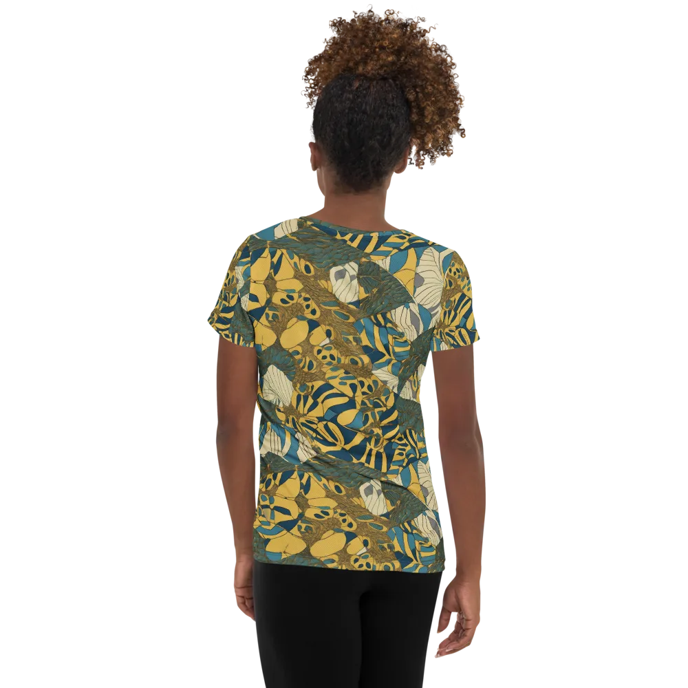 Gilded Monstera on Women's Athletic T-Shirt — Back