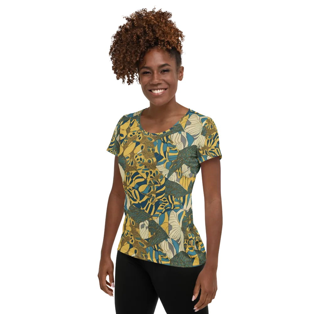 Gilded Monstera on Women's Athletic T-Shirt — Left