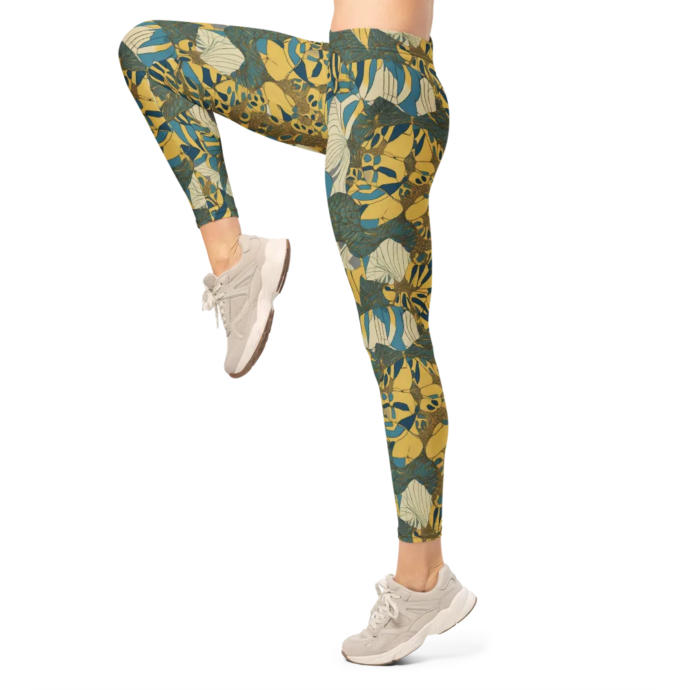 Gilded Monstera on Leggings — Left
