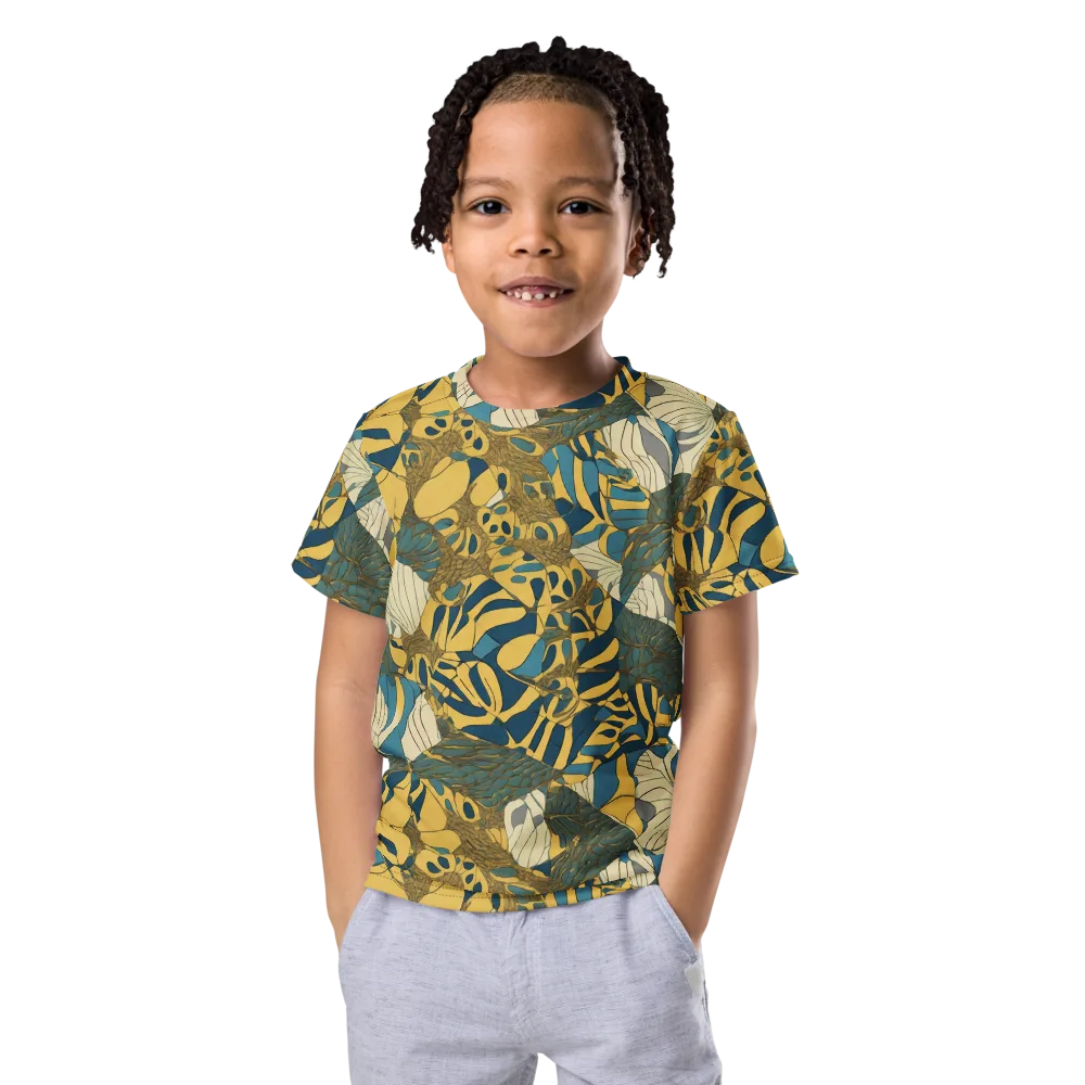 Gilded Monstera on Kids Crew Neck T-Shirt — Front