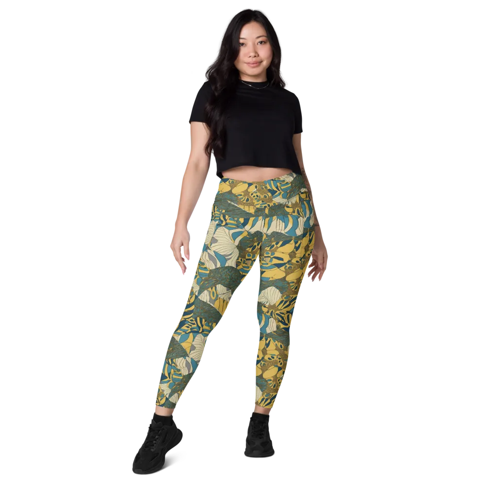 Gilded Monstera on Leggings with Pockets — Front