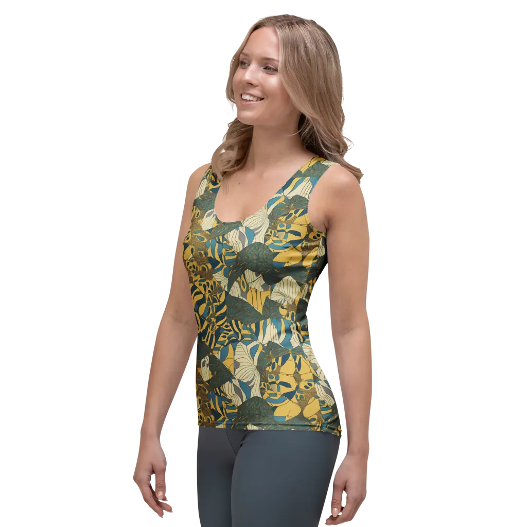 Gilded Monstera on Women's Tank Top — Left Front