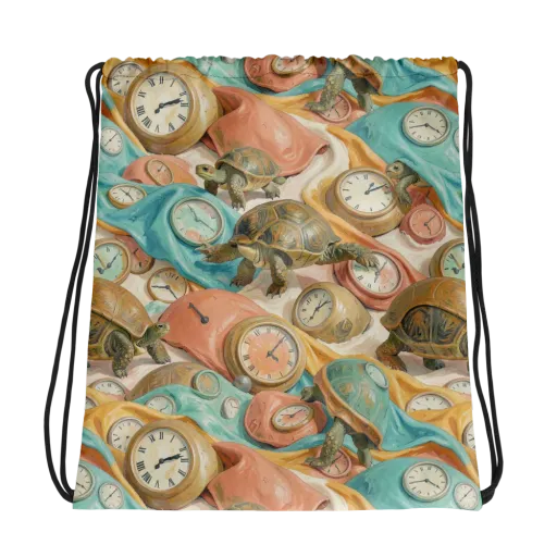 Tortoise O’clock on a Drawstring Bag