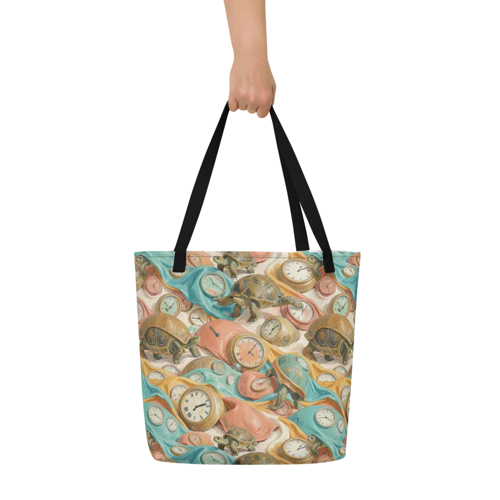 Tortoise O’clock on Large Tote Bag W/ Pocket — Front