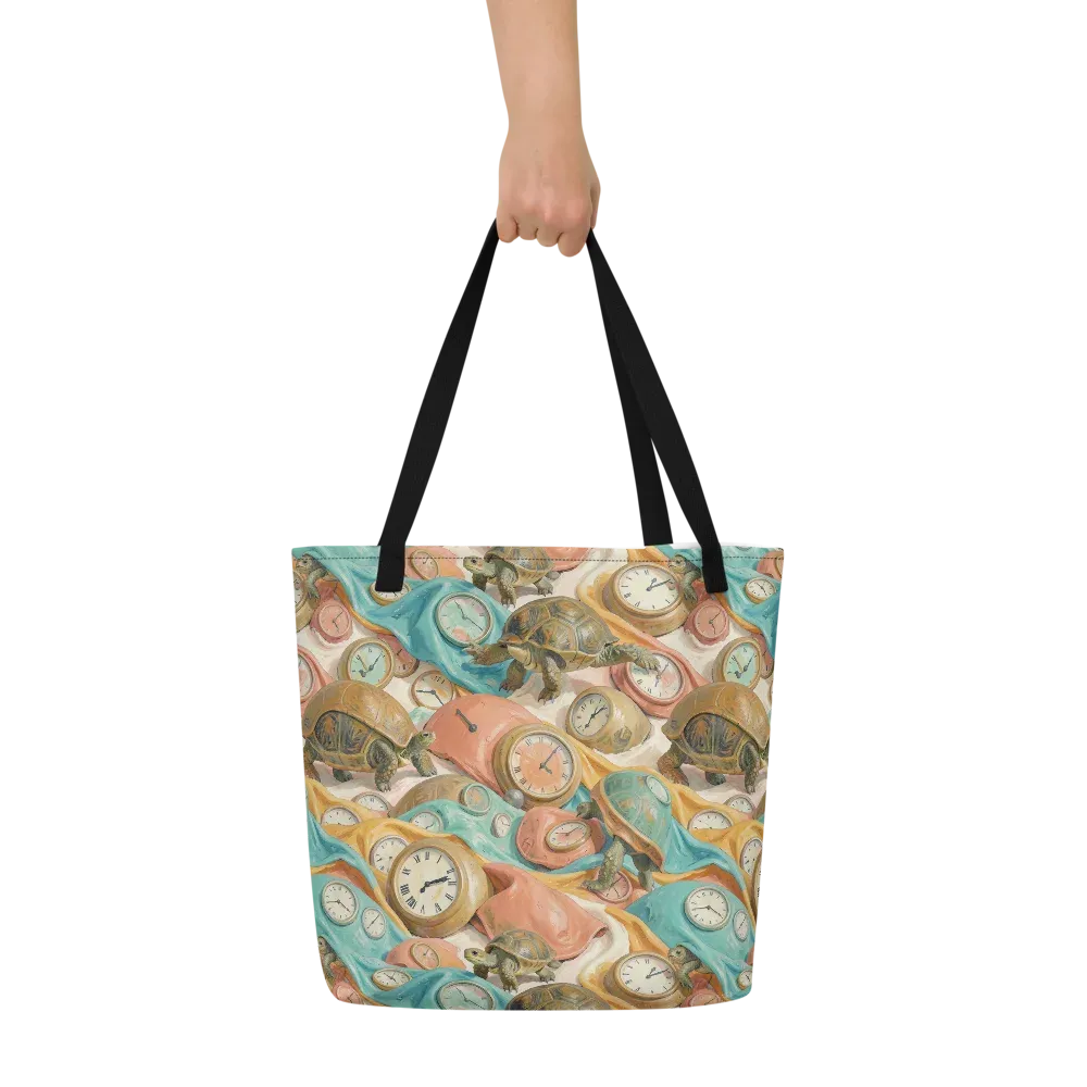 Tortoise O’clock on Large Tote Bag W/ Pocket — Front