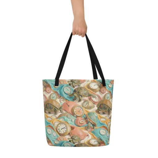 Tortoise O’clock on a Large Tote Bag W/ Pocket