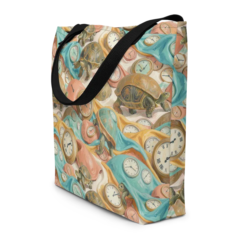 Tortoise O’clock on Large Tote Bag W/ Pocket — Front