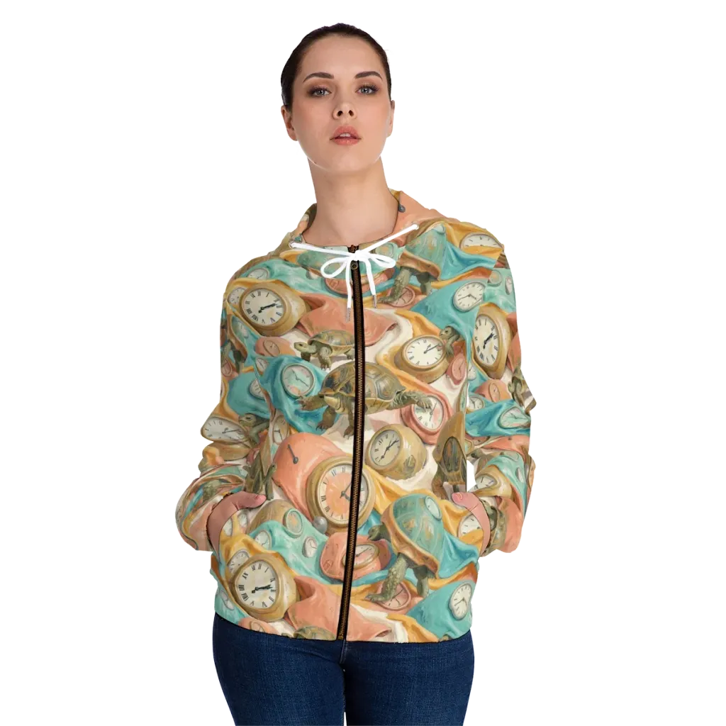 Tortoise O’clock on Women's Full-Zip Hoodie — Front On Person