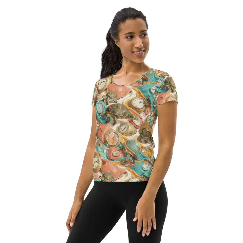 Tortoise O’clock on Women's Athletic T-Shirt — Left