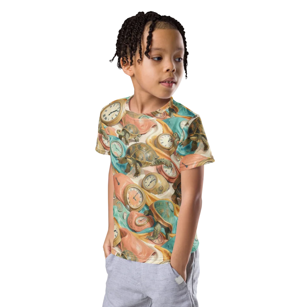 Tortoise O’clock on Kids Crew Neck T-Shirt — Left Front