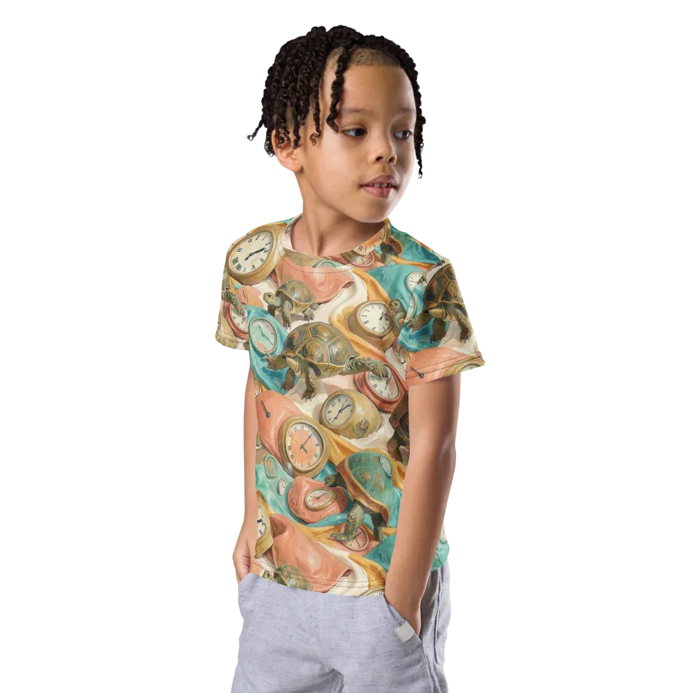 Tortoise O’clock on Kids Crew Neck T-Shirt — Left Front